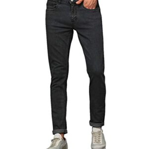 M.Weft Stretchable Slim Fit Dark Grey Color Jeans for Men