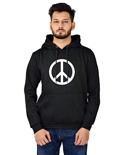 More & More Unisex-Adult Cotton Hooded Neck Peace Printed Hoodie