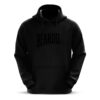 Beardo Solid Black Hoodie with Lion Print for Men