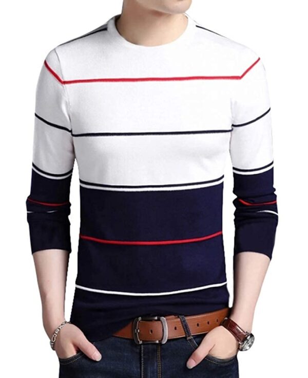 EYEBOGLER Men's Regular Fit Striped Round Neck T-Shirt