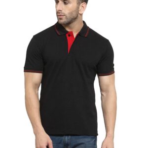 AWG Men’s Cotton Regular Fit Solid Polo Neck T-Shirt