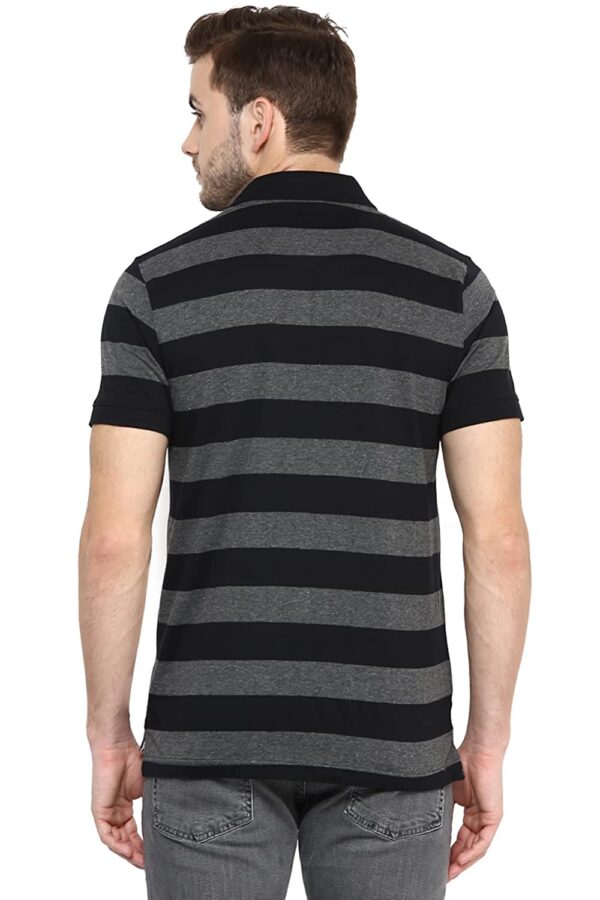 AMERICAN CREW Polo Collar Cotton Poly Striped T-Shirt for Men