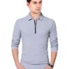 V3Squared Polo Neck Full Sleeve Cotton Solid Regular Fit T Shirt for Men