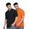 INKKR Men's Combo Polo Neck Cotton Blend Solid T-Shirt (Pack of 2)