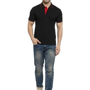 AWG Men’s Cotton Regular Fit Solid Polo Neck T-Shirt