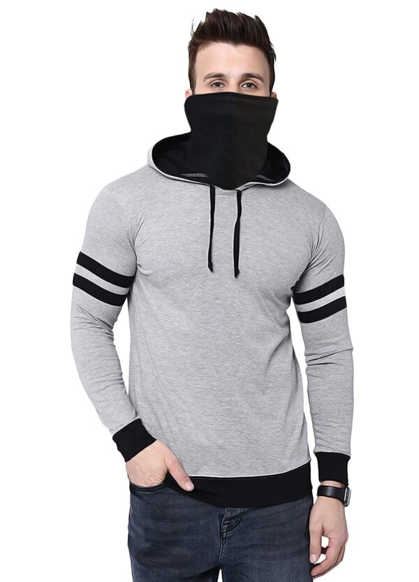 THE ARCHER Solid Men Hooded Neck with Mask T-Shirt