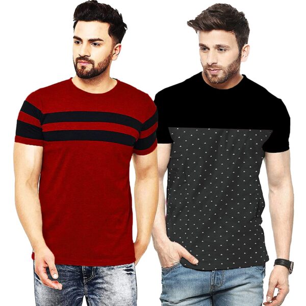 LEOTUDE Regular Fit Cotton Men's T-Shirt Combo (Pack of 2)