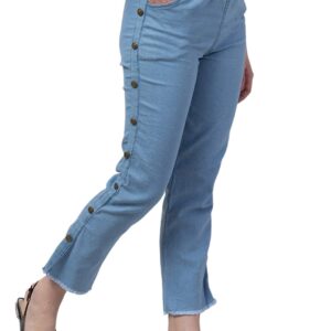 Ira Collection Side Buttoned Light Blue Jogger Jeans for Women