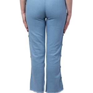 Ira Collection Side Buttoned Light Blue Jogger Jeans for Women