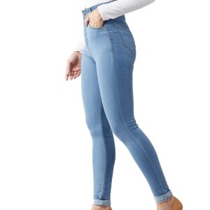 Dolce Crudo Women’s Blue Skinny High Rise Distressed Regular Length Denim Jeans