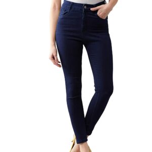 Dolce Crudo Women’s Navy Blue Skinny Fit High Rise Clean Look Regular Length Stretchable Denim Jeans