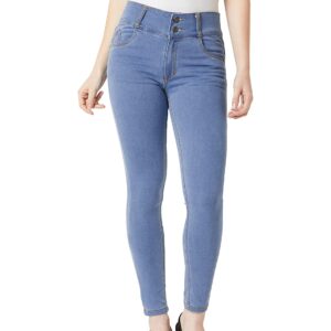 Miss Chase Women’s Blue Skinny Fit High Rise Clean Look Regular Length Stretchable Denim Jeans