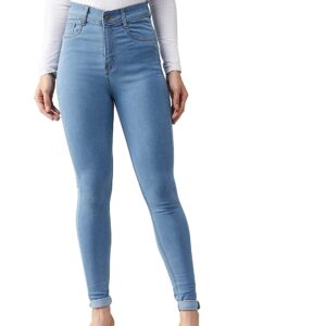 Dolce Crudo Women’s Blue Skinny High Rise Distressed Regular Length Denim Jeans