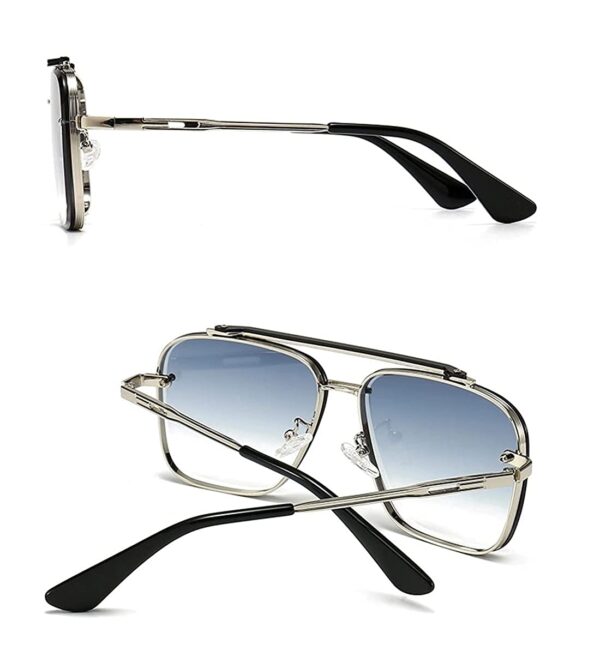 elegante UV Protected Driving Vintage Pilot Gradient Metal Body Square Sunglasses for Men