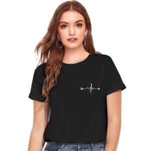 Vogue Squad Women’s Cotton Arow Printed Stylish T-Shirt for Women Casual Wear Black Color
