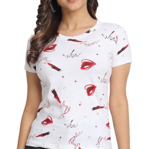 JUNEBERRY® Regular Fit Printed Cotton Half Sleeve T-Shirt for Women